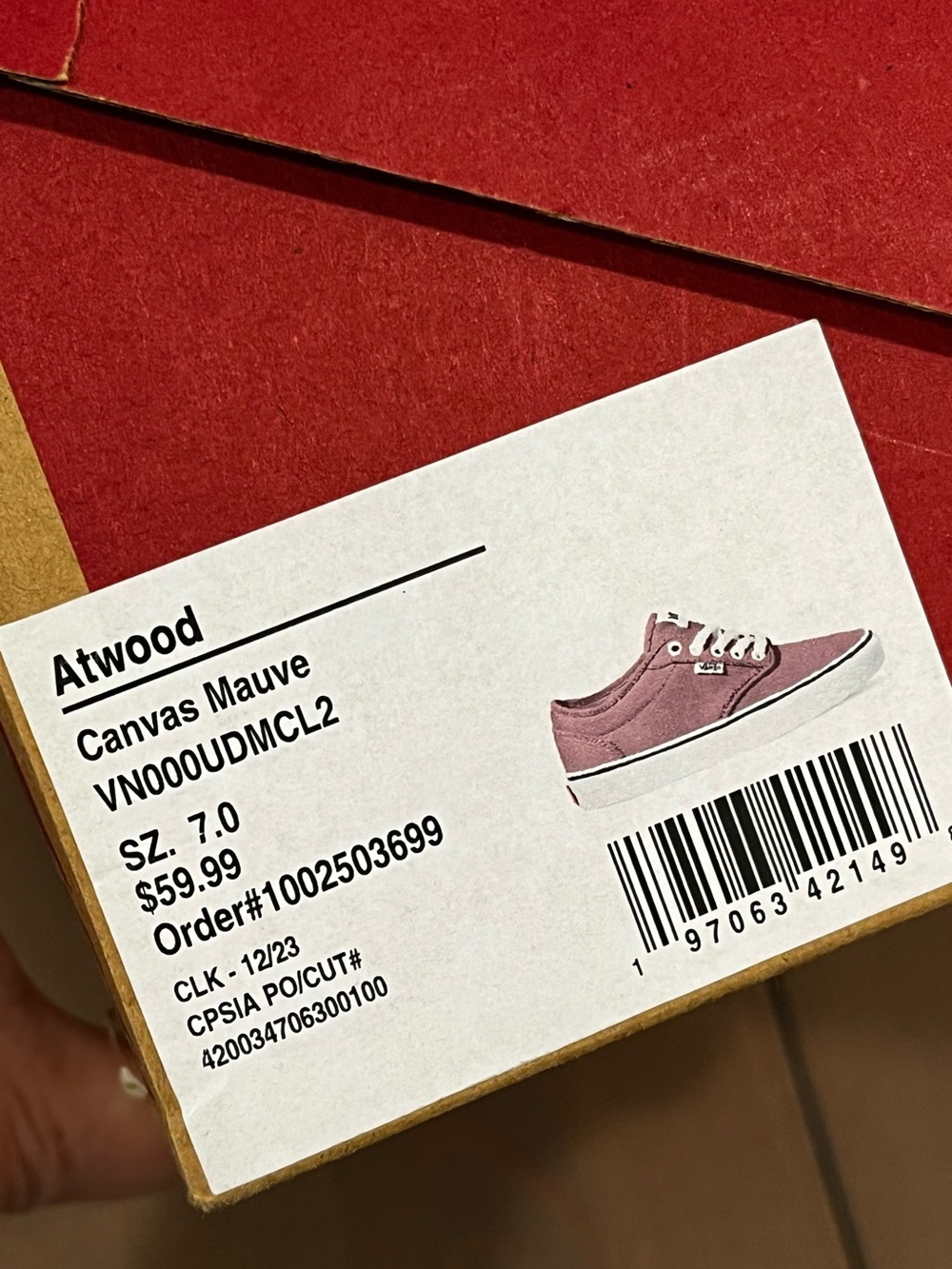 NEW Vans Atwood Sneakers Canvas Mauve Women’s 7 Low Top Lace Up Retro Classic - Picture 10 of 10